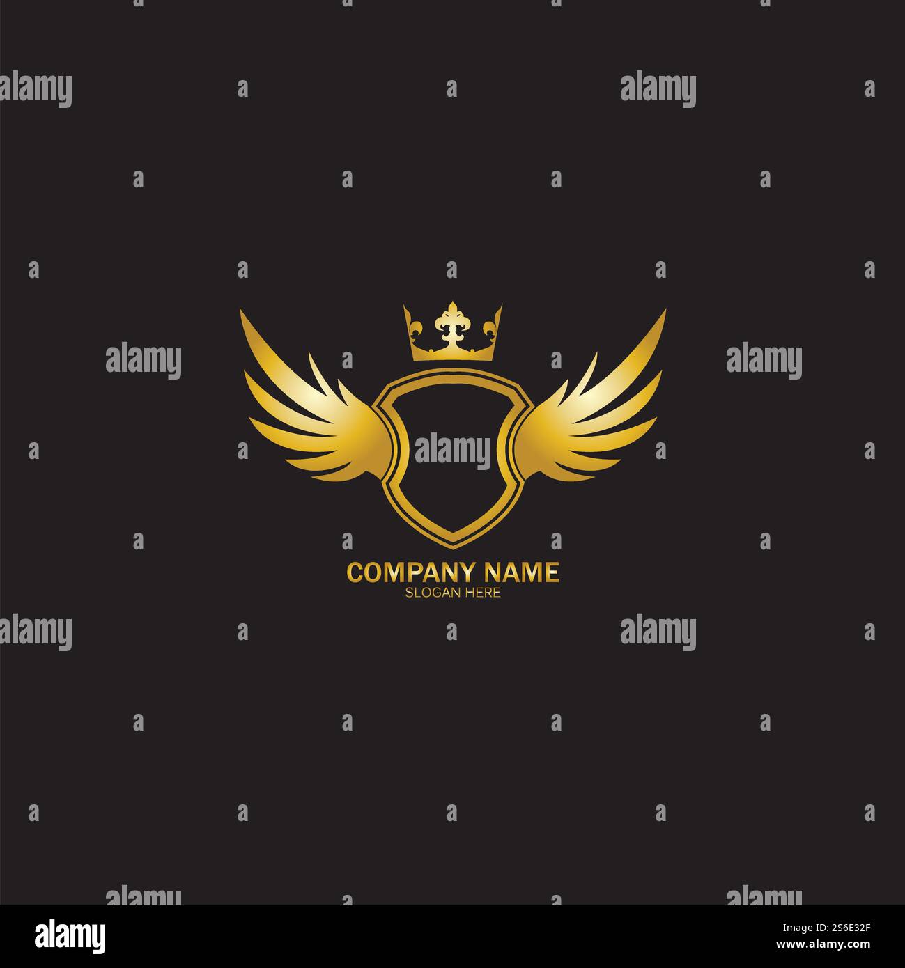 golden winged shield with crown logo / heraldry symbol Stock Vector ...