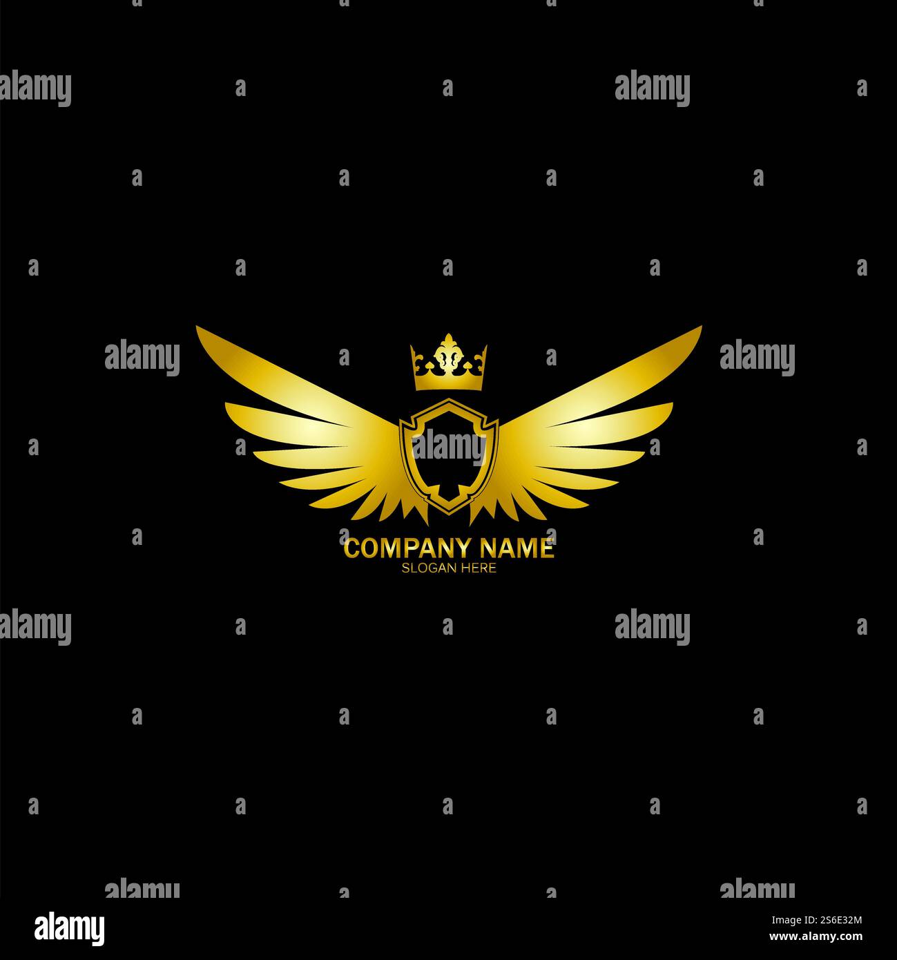 golden winged shield with crown logo / heraldry symbol Stock Vector ...