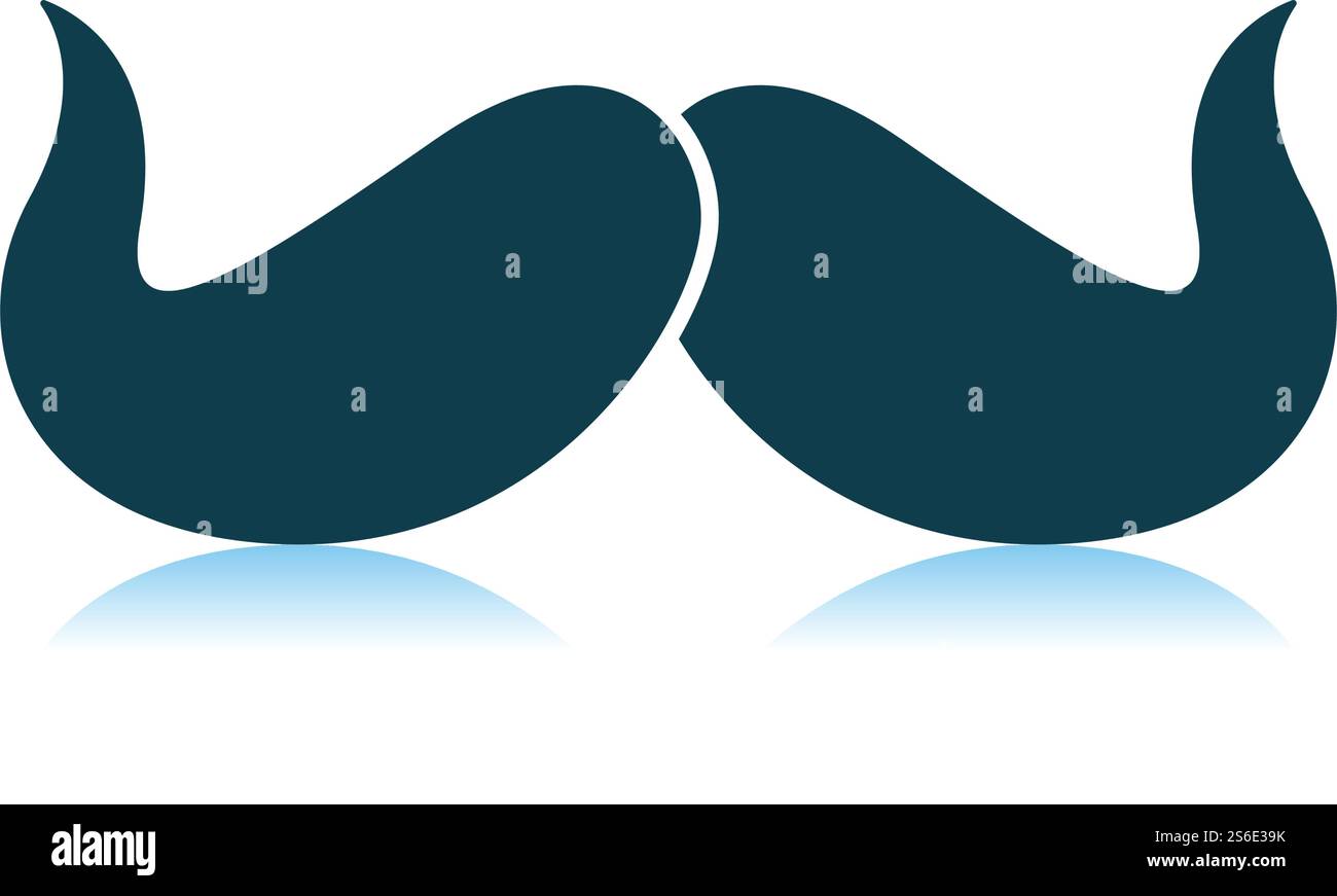 Poirot Mustache Icon. Shadow Reflection Design. Vector Illustration. Stock Vector
