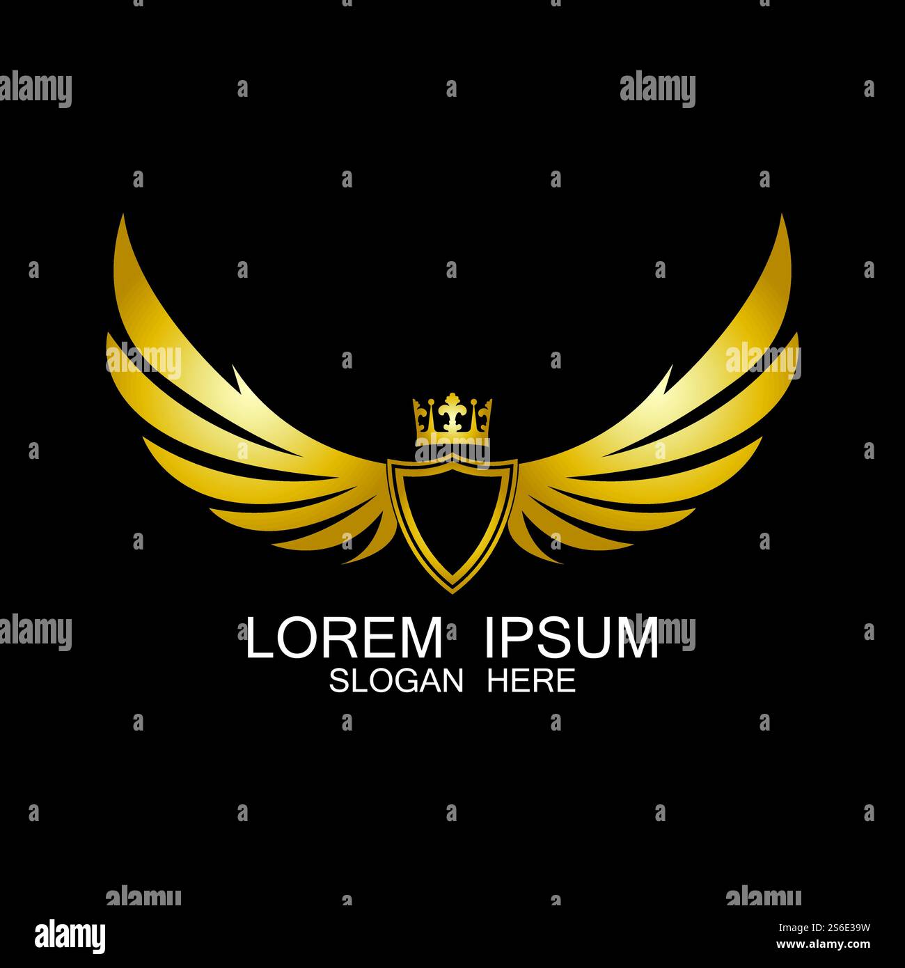 golden winged shield with crown logo / heraldry symbol Stock Vector ...