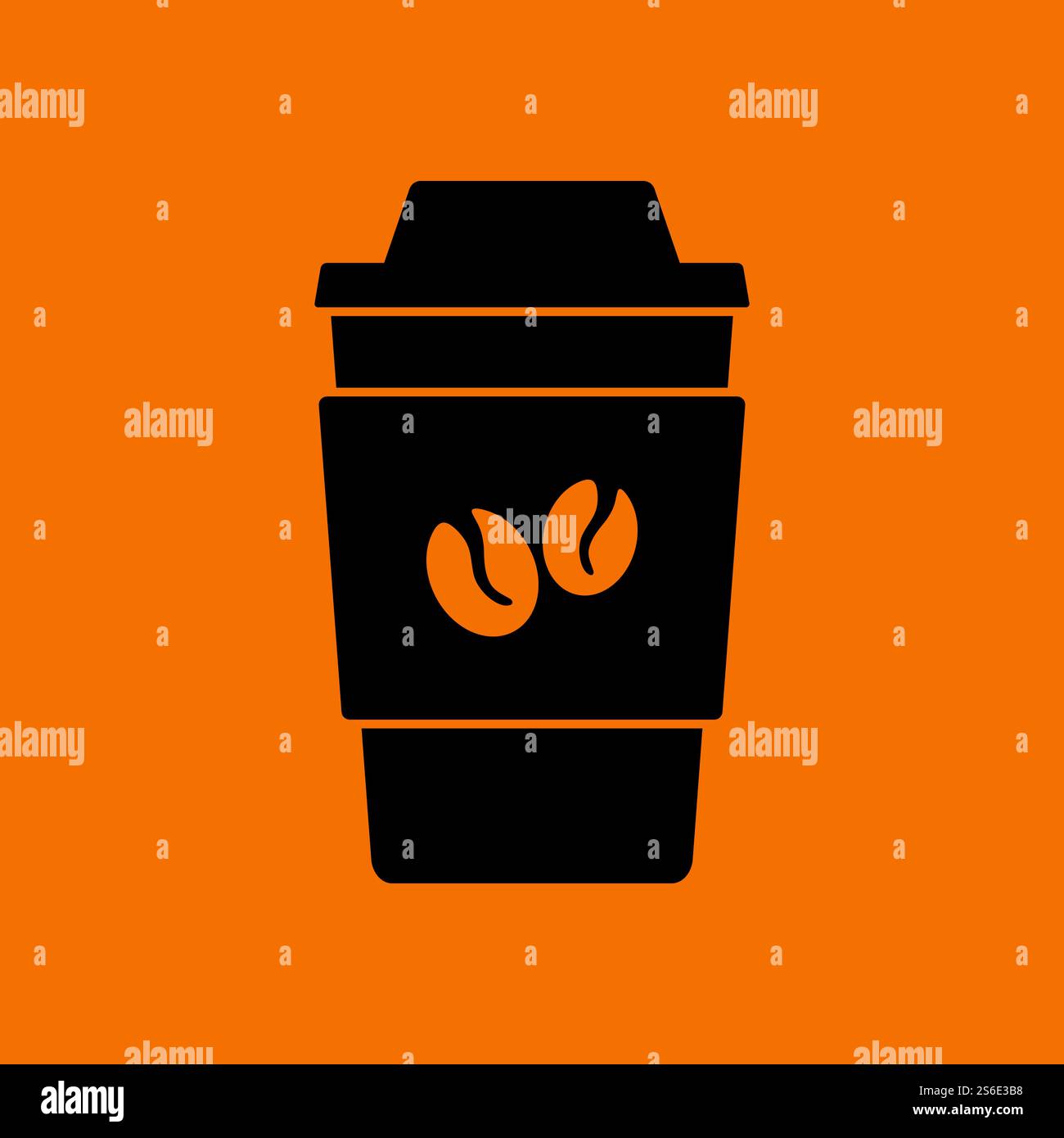 Outdoor Paper Cofee Cup Icon. Black on Orange Background. Vector ...