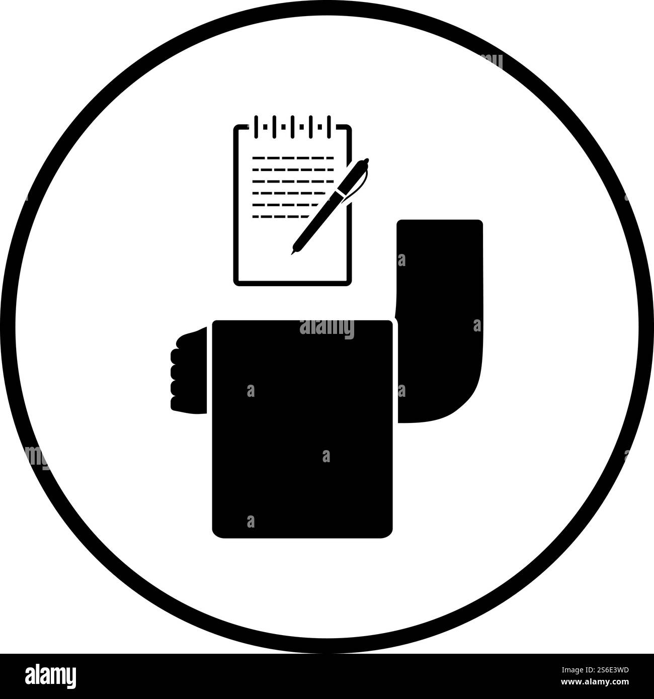 Waiter Take Oder Icon. Thin Circle Stencil Design. Vector Illustration. Stock Vector
