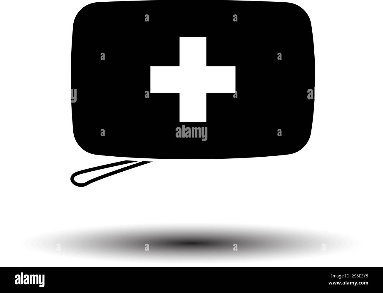 Alpinist First Aid Kit Icon. Black on White Background With Shadow. Vector Illustration. Stock Vector