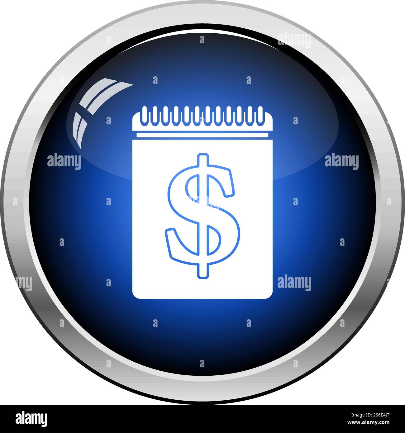 Dollar Calendar Icon. Glossy Button Design. Vector Illustration. Stock Vector