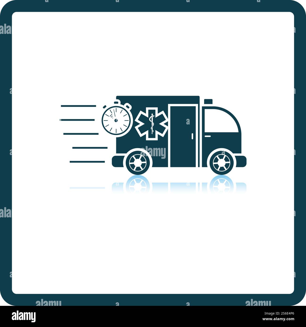 Fast Ambulance Car Icon. Square Shadow Reflection Design. Vector ...