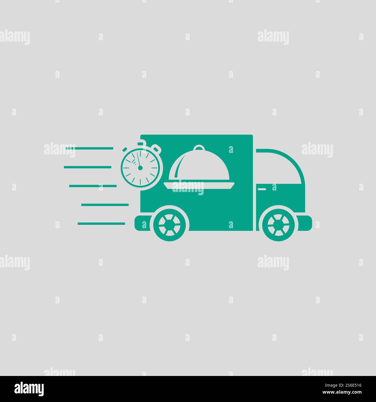 Fast Food Delivery Car Icon. Green on Gray Background. Vector ...