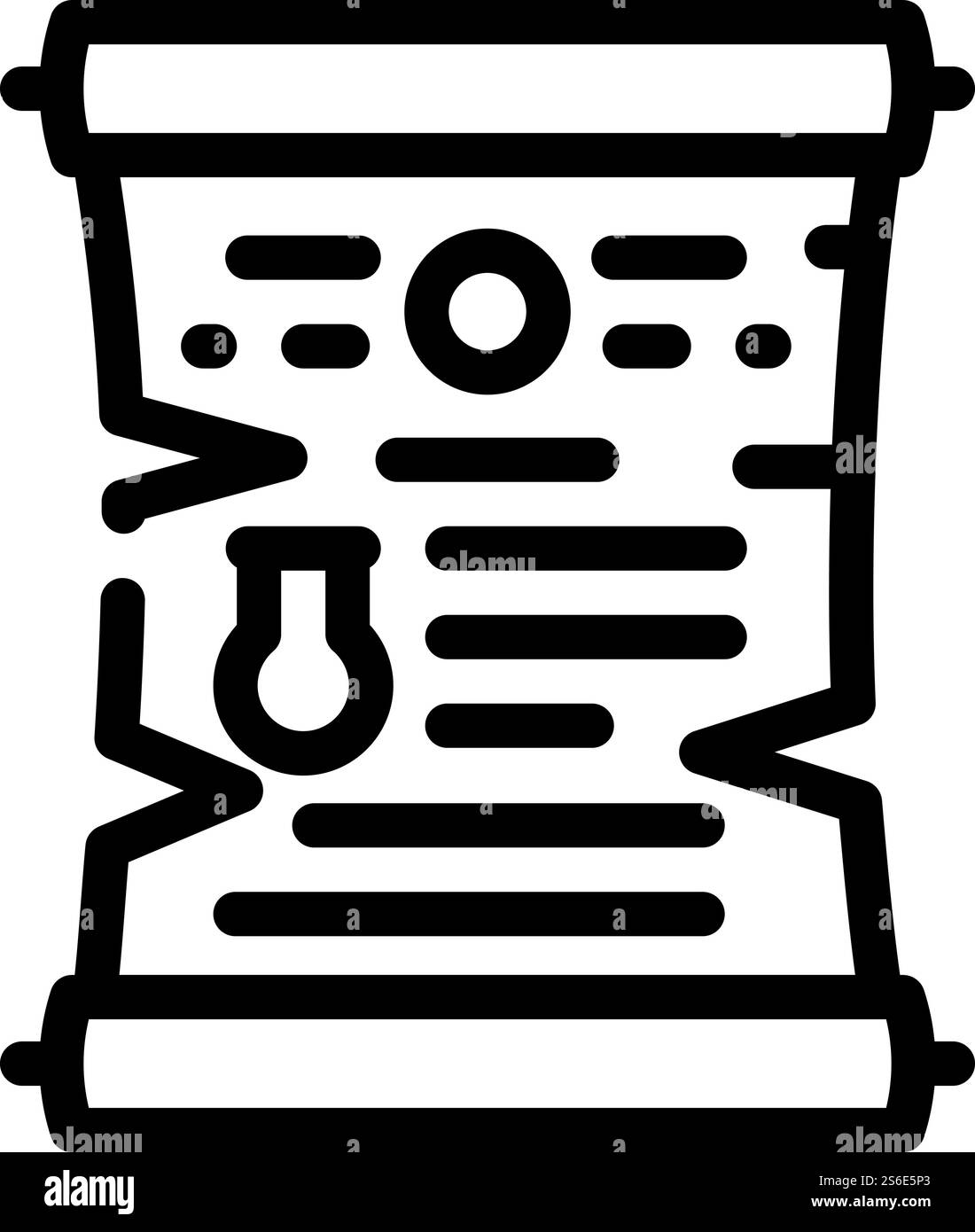 scroll with magic spell line icon vector. scroll with magic spell sign ...