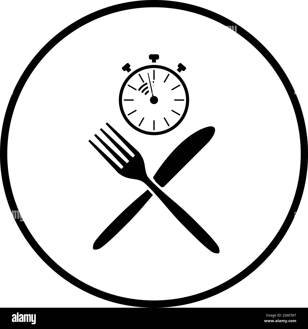Fast Lunch Icon. Thin Circle Stencil Design. Vector Illustration Stock ...