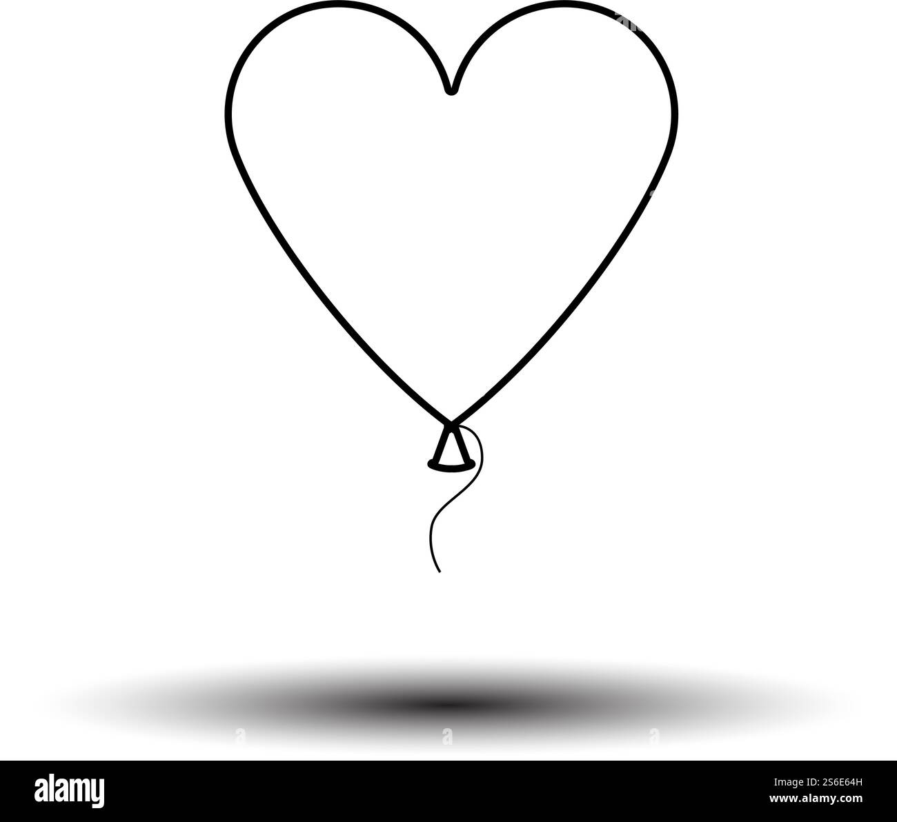 Heart Shape Balloon Icon. Black on White Background With Shadow. Vector ...
