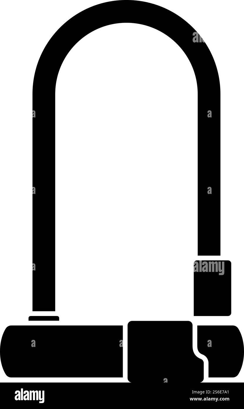 Bike Lock Icon. Black Stencil Design. Vector Illustration Stock Vector ...