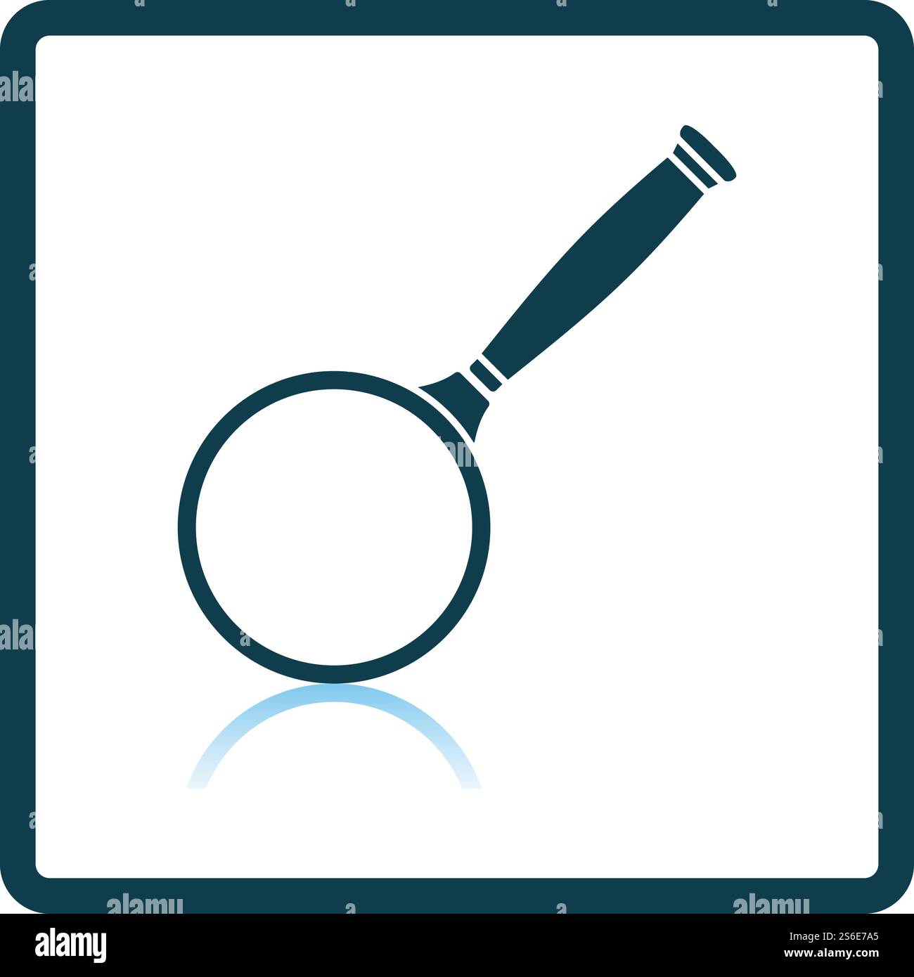 Magnifier Icon. Square Shadow Reflection Design. Vector Illustration. Stock Vector