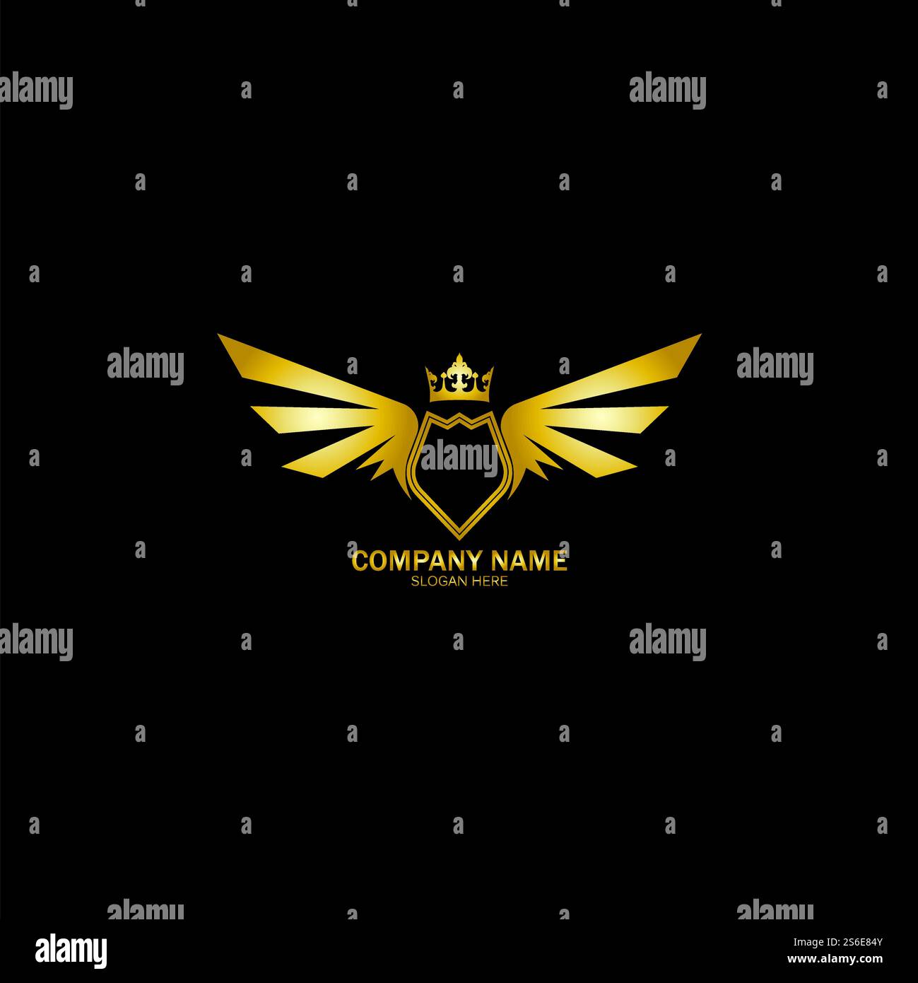 golden winged shield with crown logo / heraldry symbol Stock Vector ...