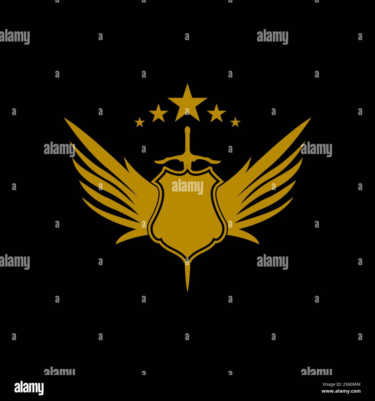 Gold winged sword with shield vector icon Stock Vector Image & Art - Alamy