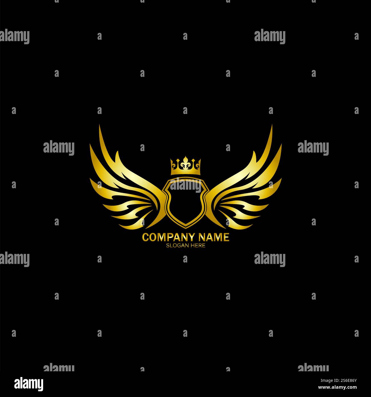 golden winged shield with crown logo / heraldry symbol Stock Vector ...
