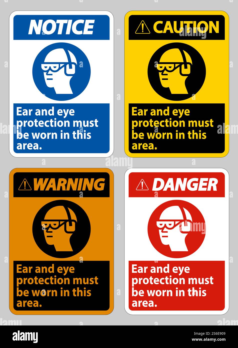 Ear And Eye Protection Must Be Worn In This Area Stock Vector Image ...