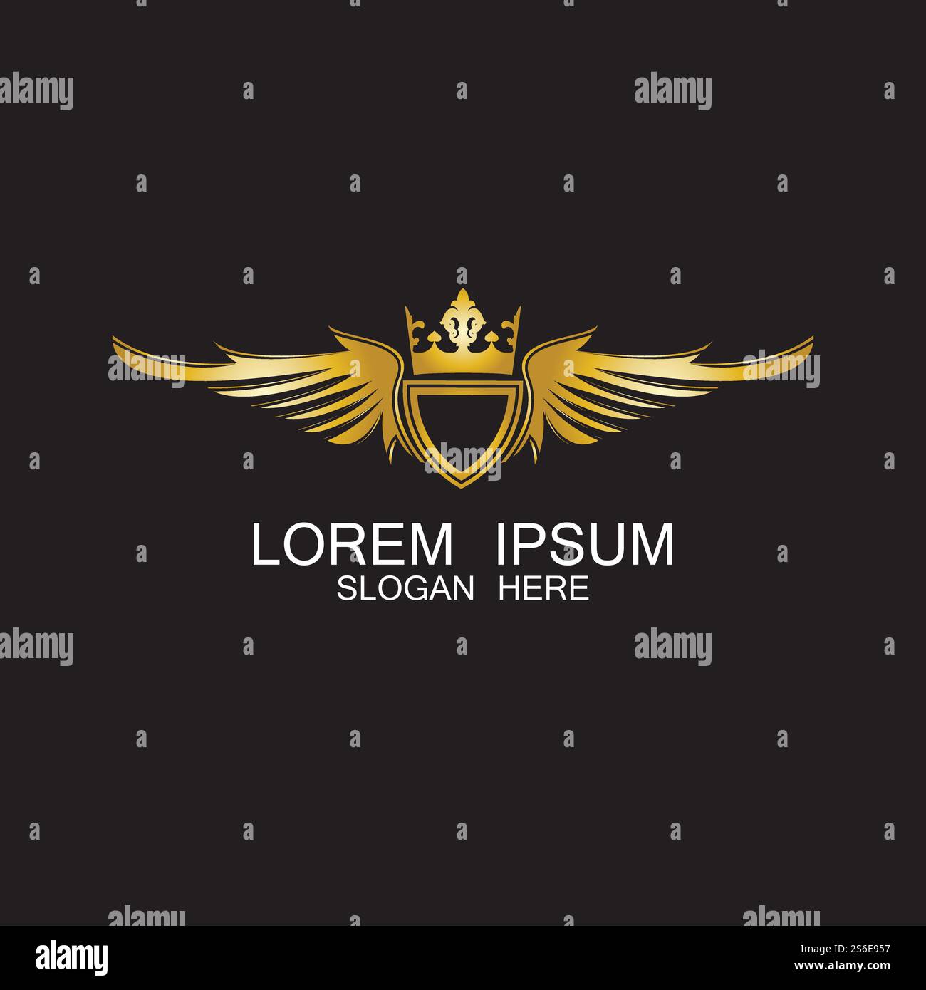 golden winged shield with crown logo / heraldry symbol Stock Vector ...
