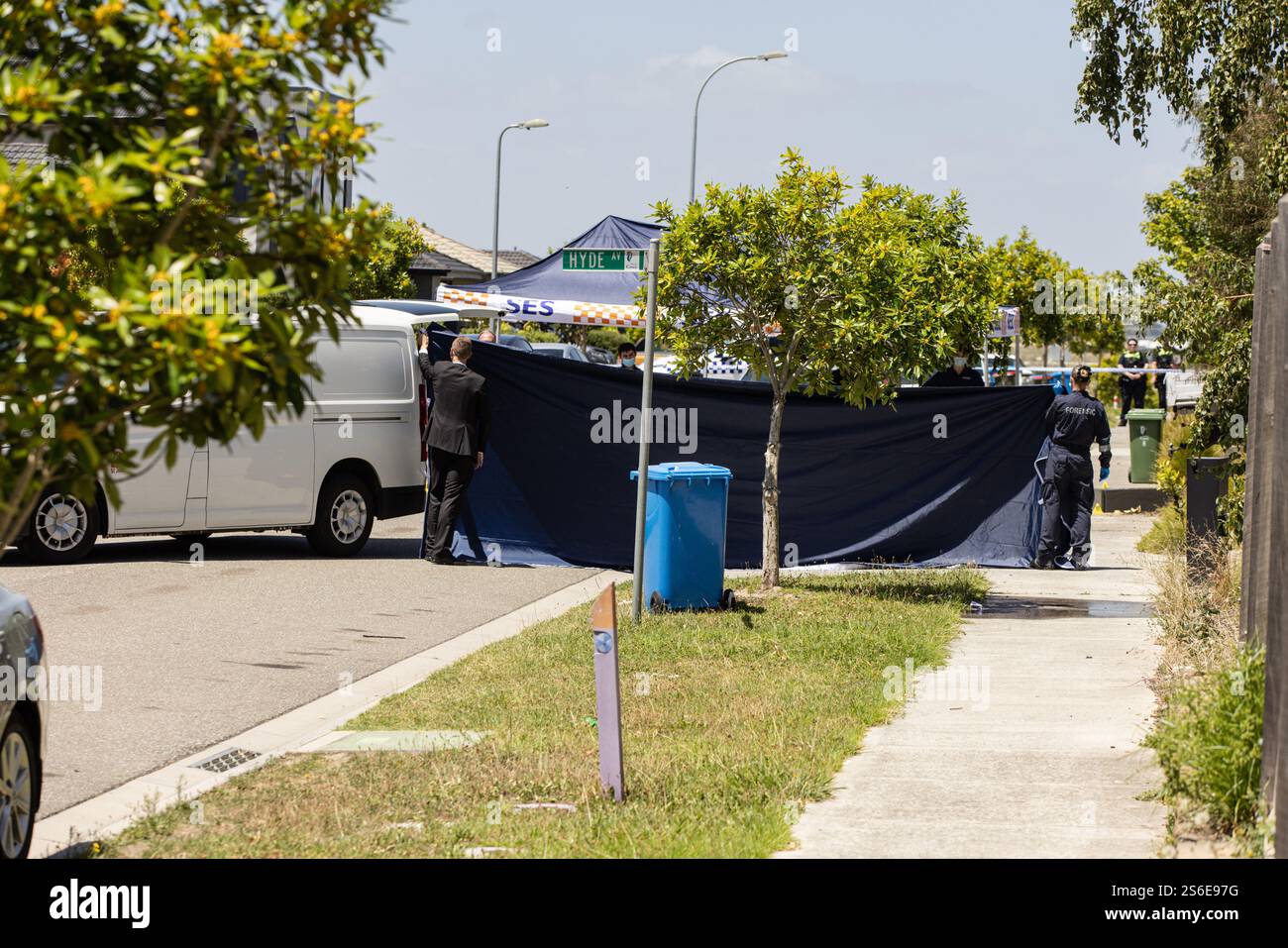 The deceaded people are taken away from the scene of a double fatal ...