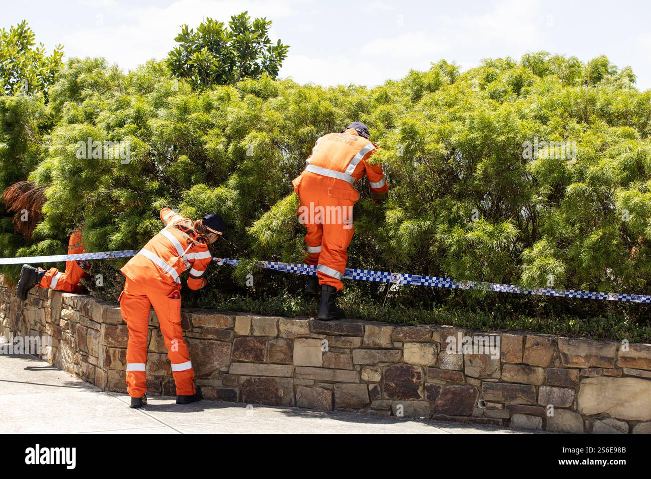 SES members are seen at the scene of a double fatal stabbing in Clyde ...