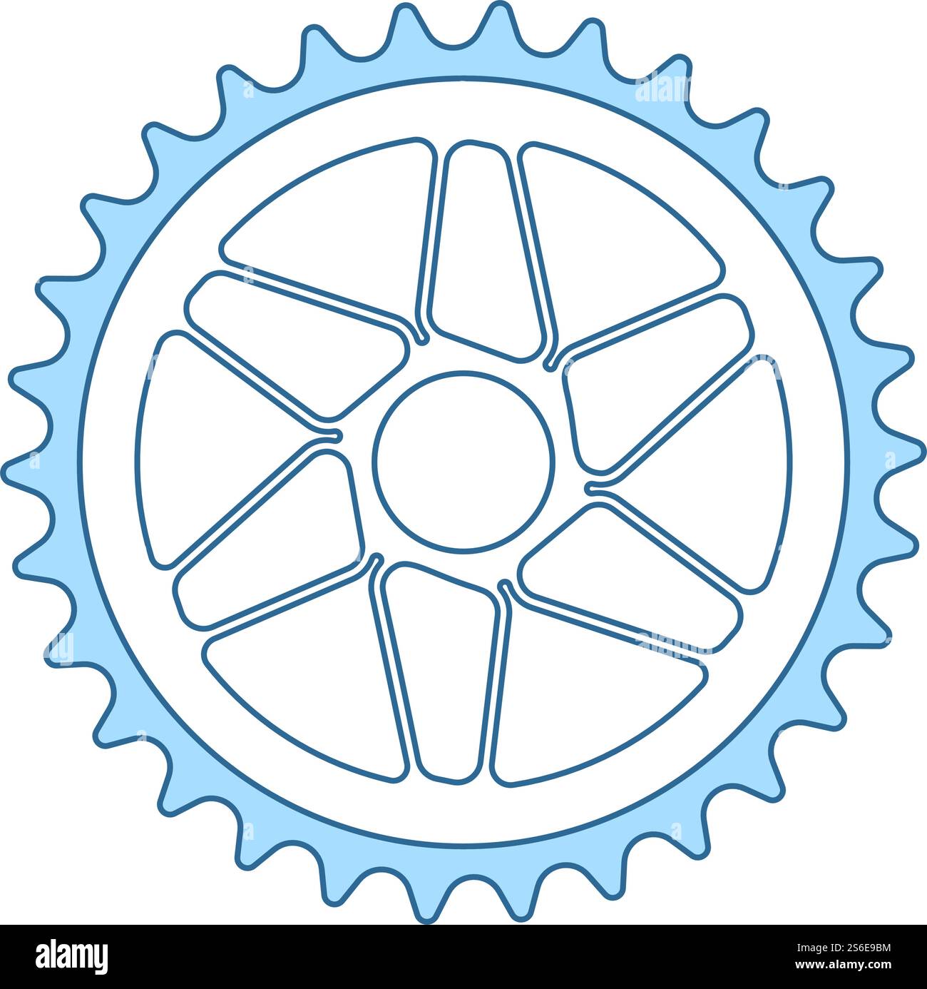 Bike Gear Star Icon. Thin Line With Blue Fill Design. Vector ...