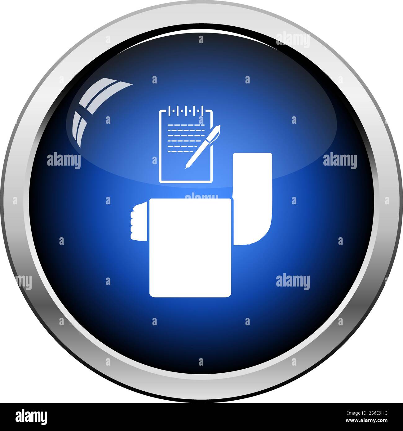 Waiter Take Oder Icon. Glossy Button Design. Vector Illustration. Stock Vector