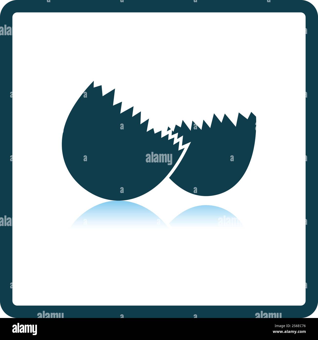 Empty Egg Shell Icon. Square Shadow Reflection Design. Vector ...