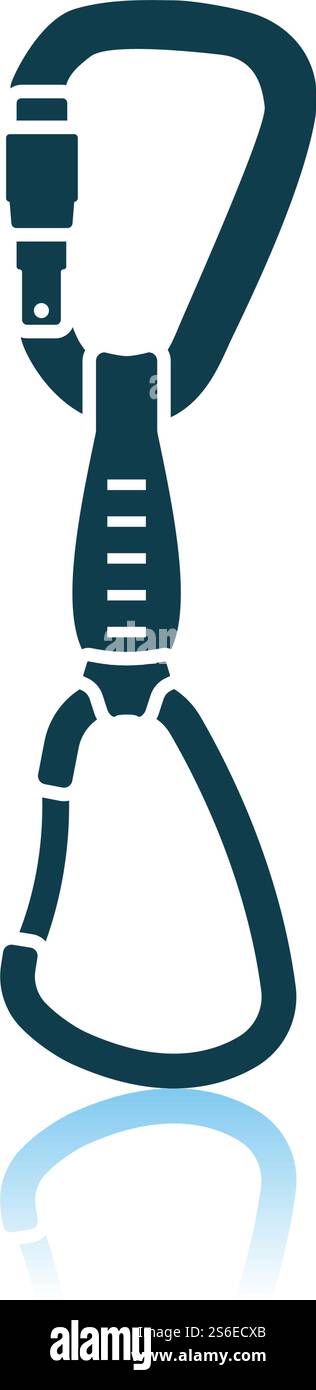 Alpinist Quickdraw Icon. Shadow Reflection Design. Vector Illustration. Stock Vector