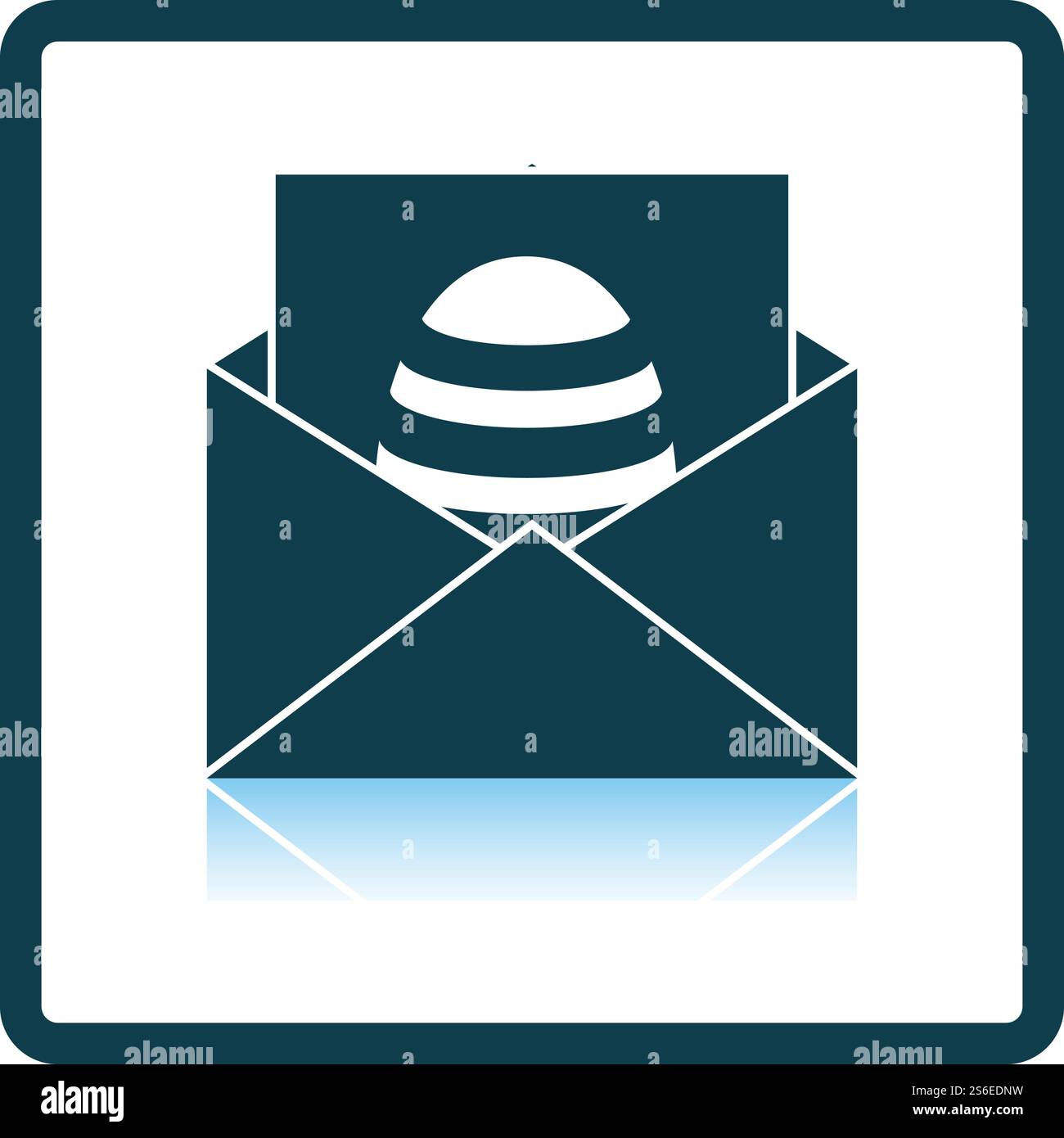 Envelop With Easter Egg Icon. Square Shadow Reflection Design. Vector Illustration. Stock Vector