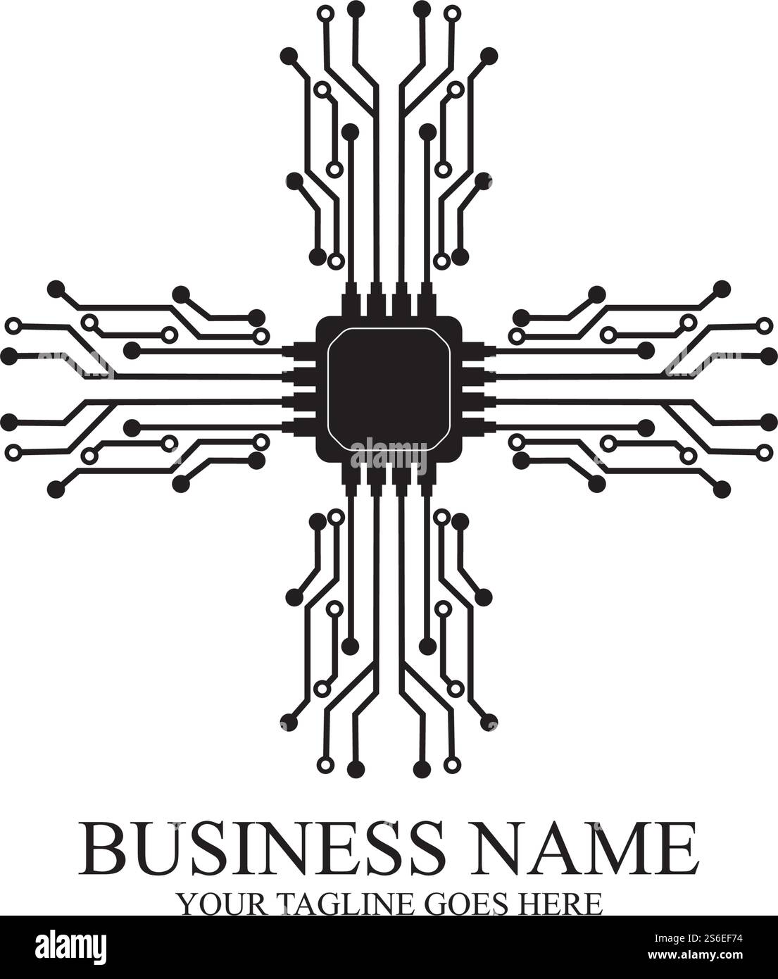 CPU processor line vector icon for websites and mobile flat design ...