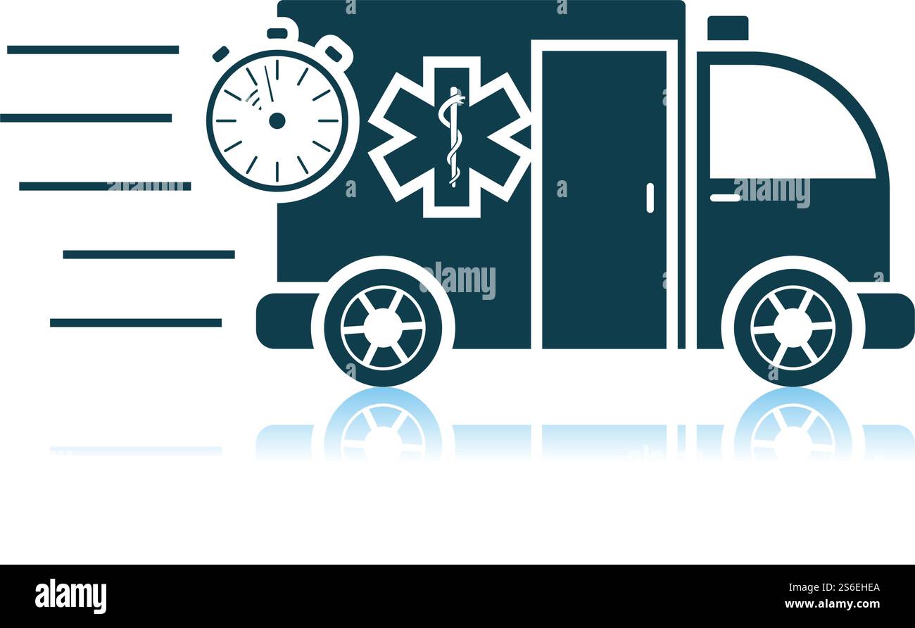 Fast Ambulance Car Icon. Shadow Reflection Design. Vector Illustration ...