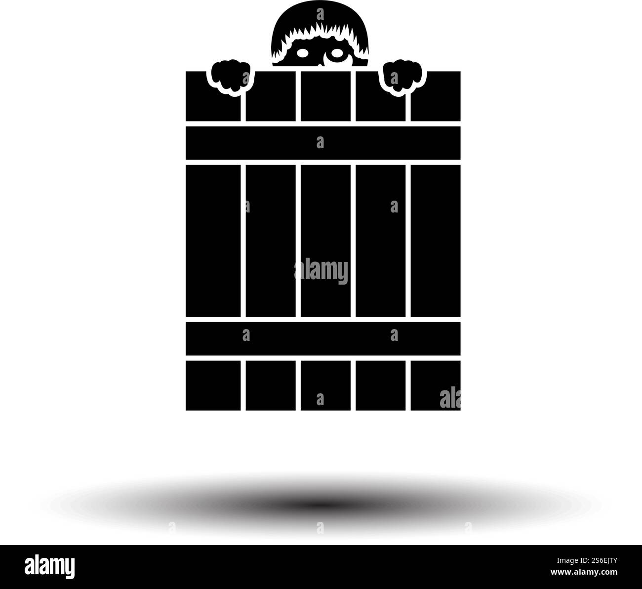 Criminal Peeping From Fence Icon. Black on White Background With Shadow ...