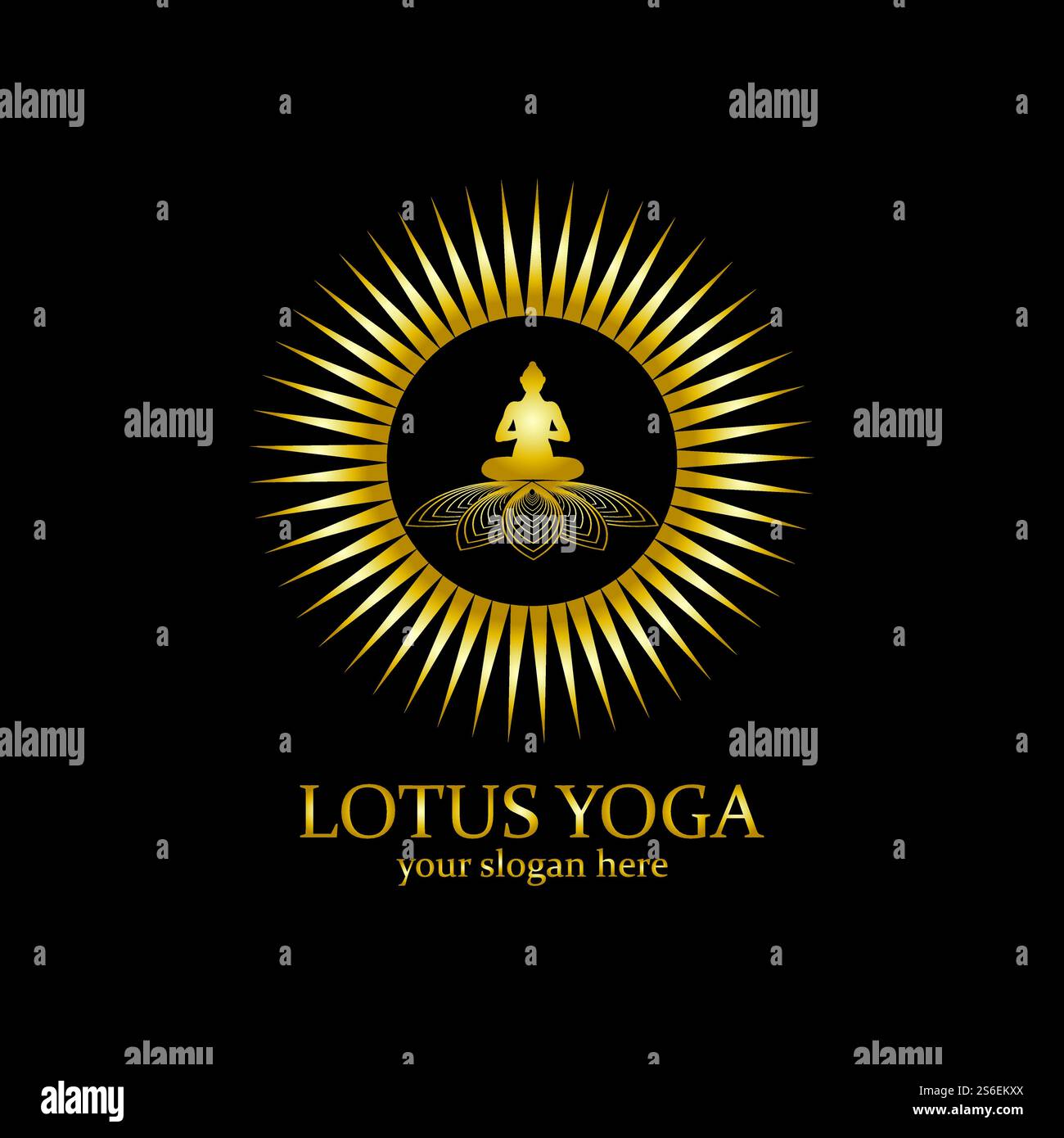 yoga logo design stock. human meditation in lotus flower vector ...