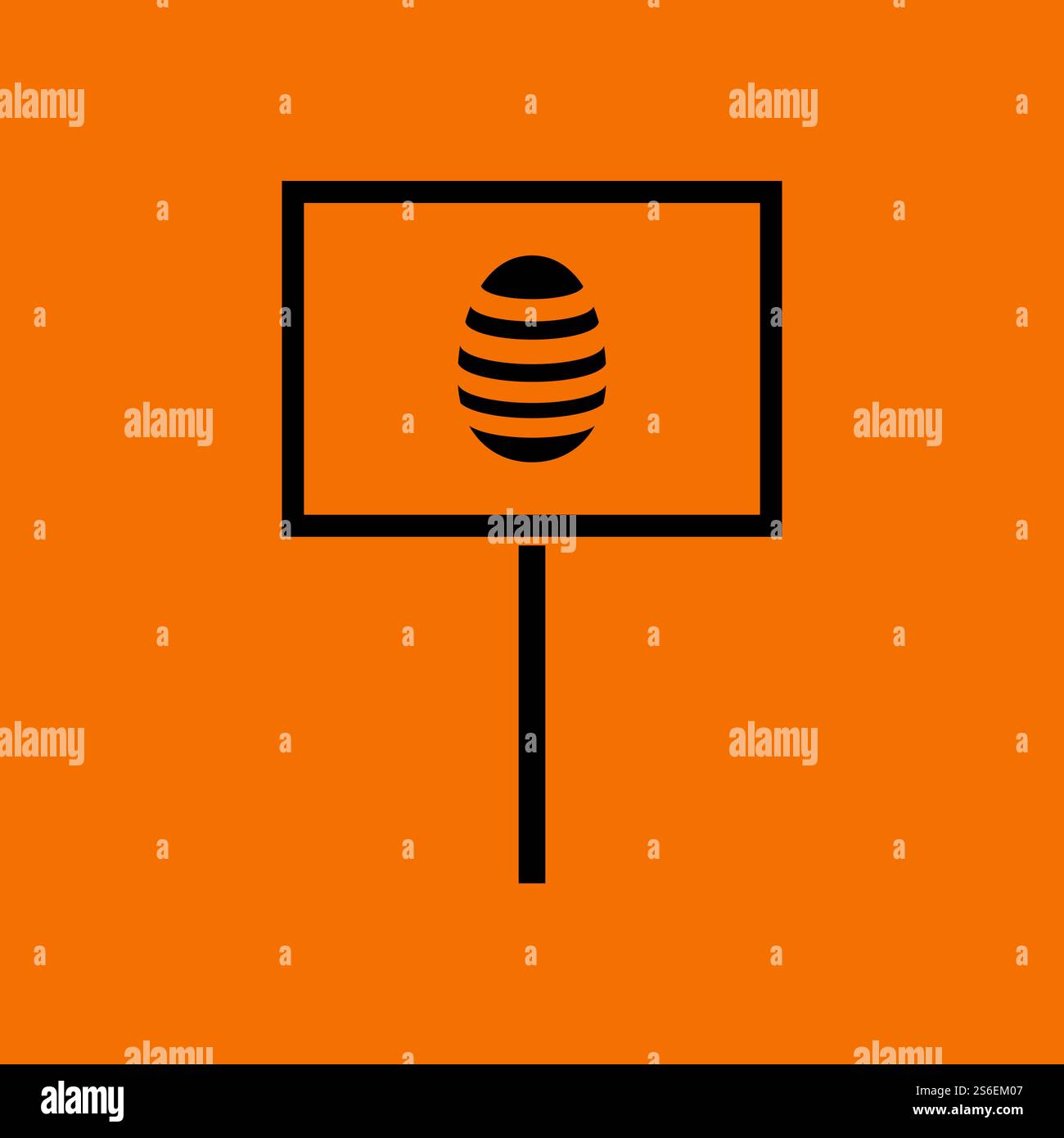 Easter Pointer With Egg Icon. Black on Orange Background. Vector Illustration. Stock Vector