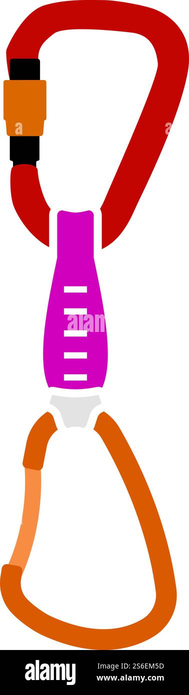 Alpinist Quickdraw Icon. Flat Color Design. Vector Illustration. Stock Vector