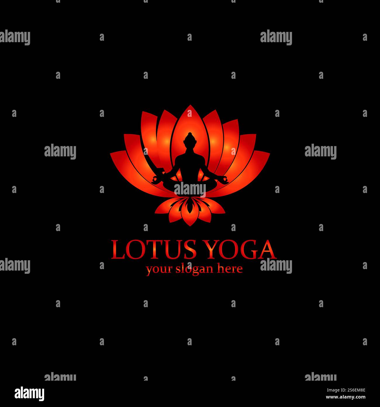 yoga logo design stock. human meditation in lotus flower vector ...