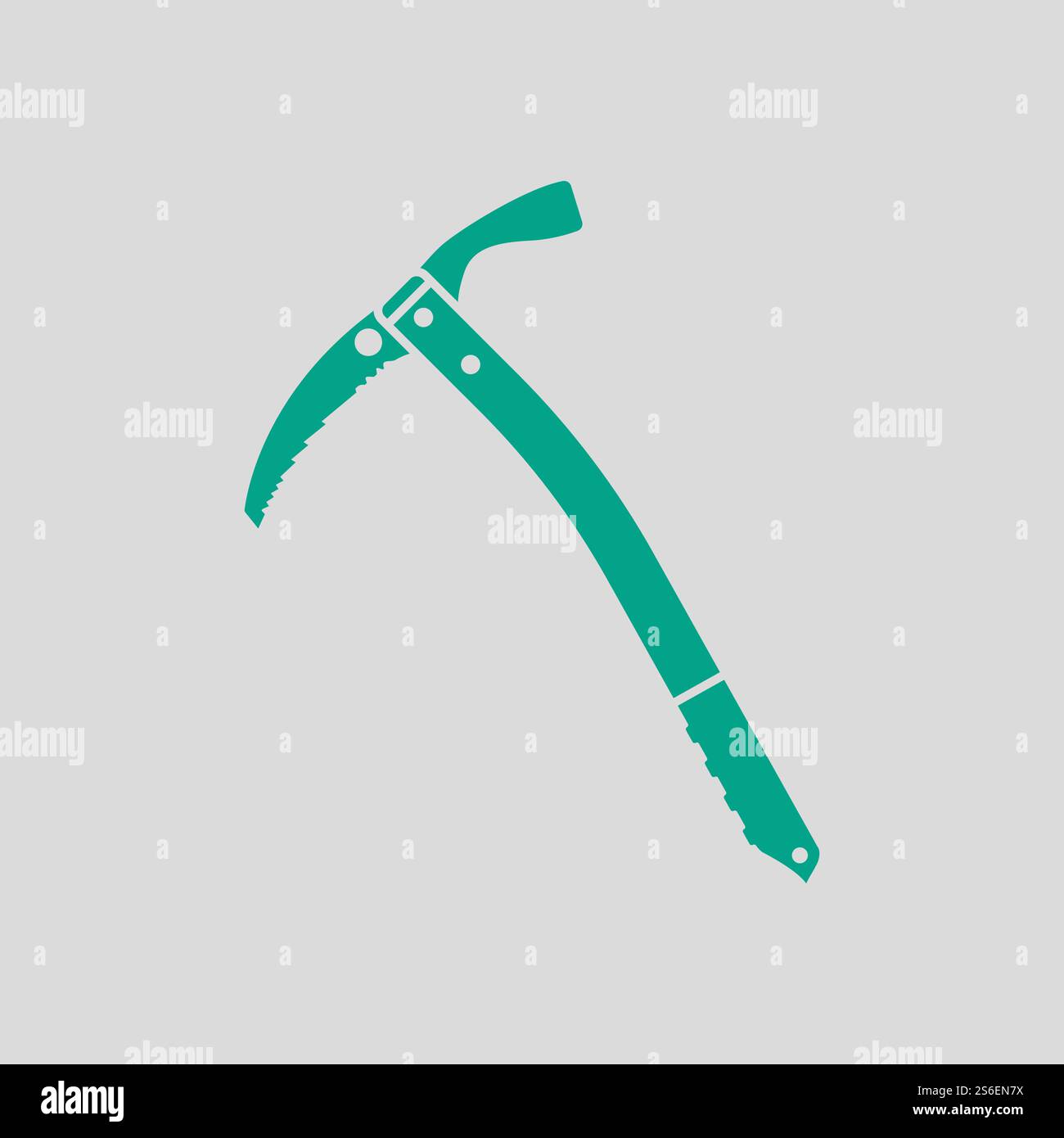 Ice Axe Icon. Green on Gray Background. Vector Illustration. Stock Vector