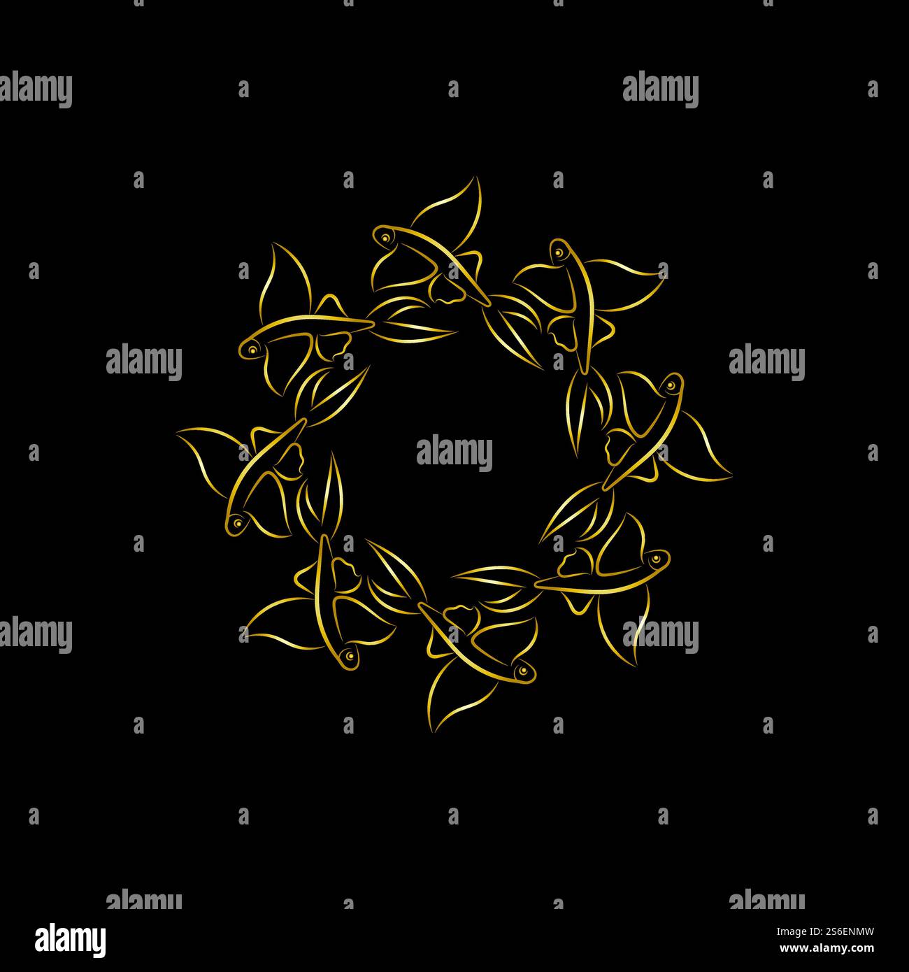 gold flying fish logo vector icon design template Stock Vector
