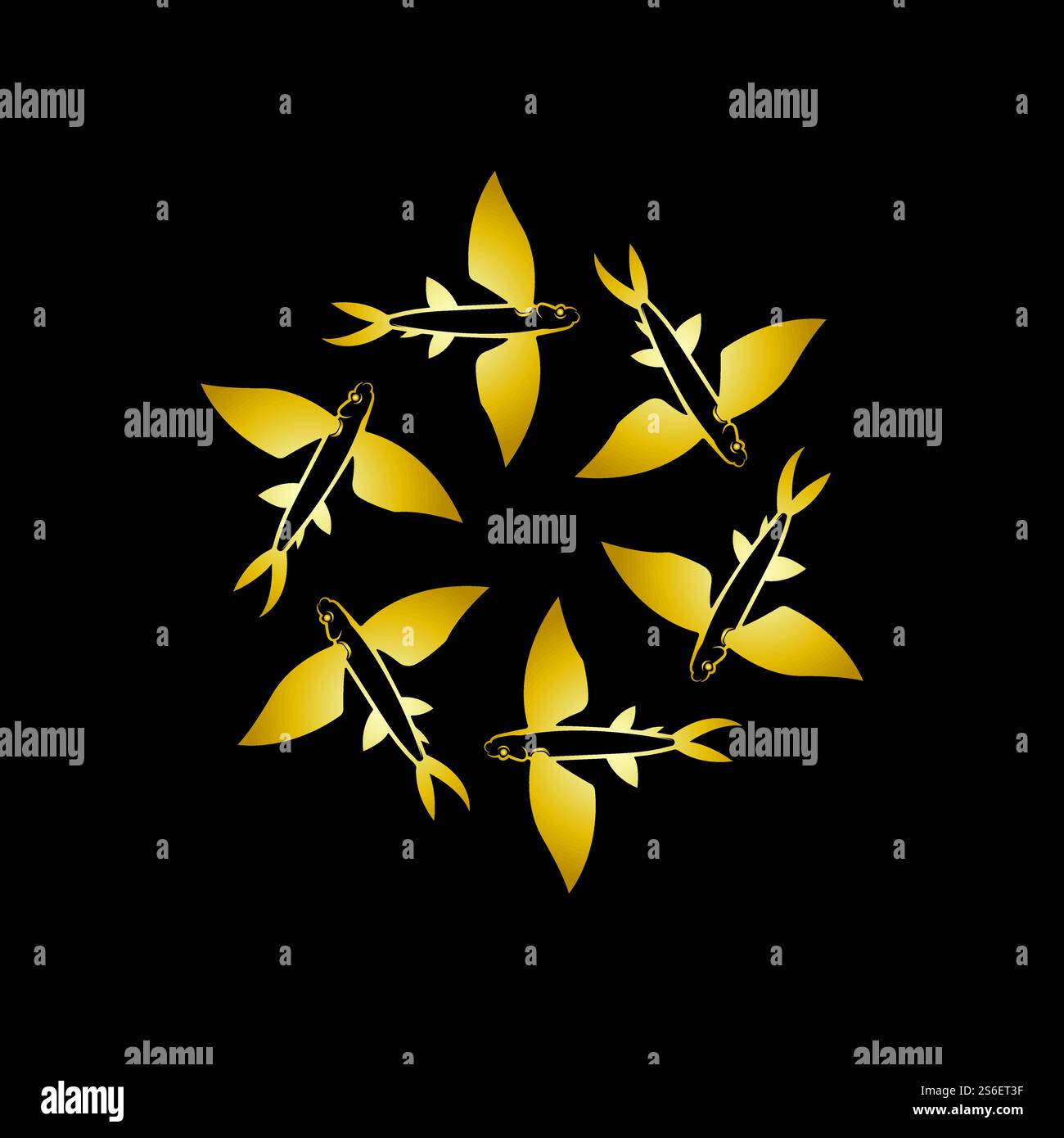 gold flying fish logo vector icon design template Stock Vector