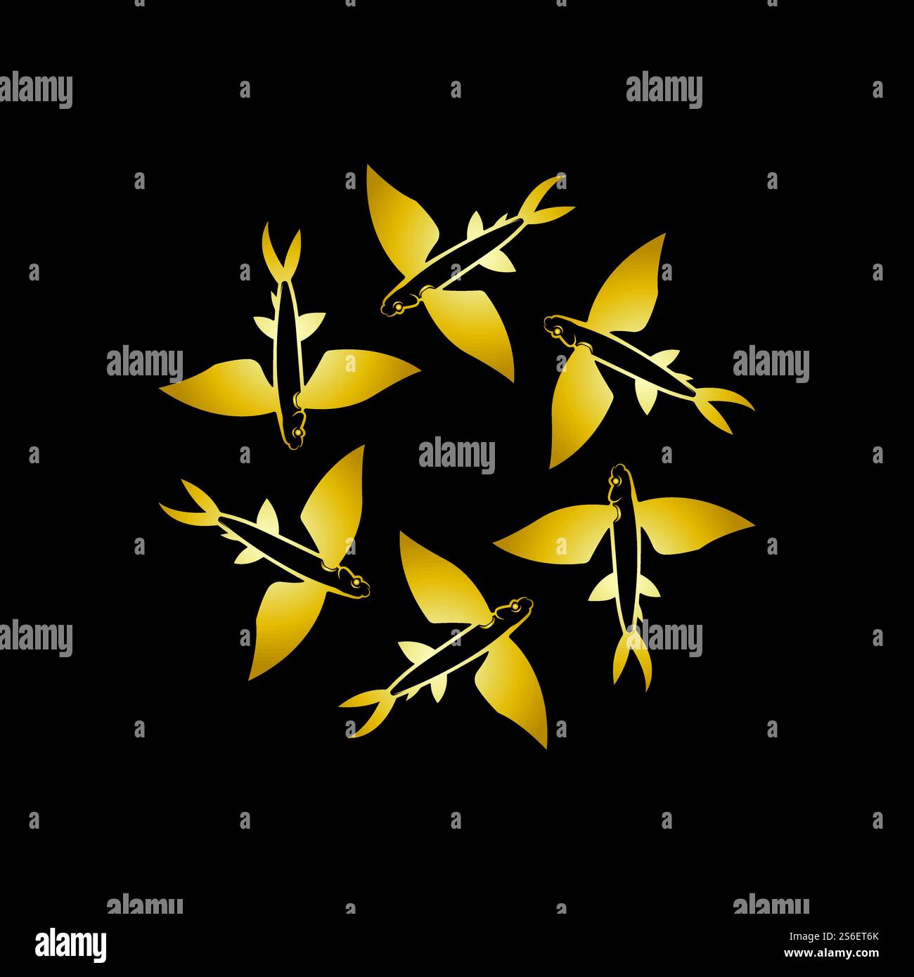 gold flying fish logo vector icon design template Stock Vector