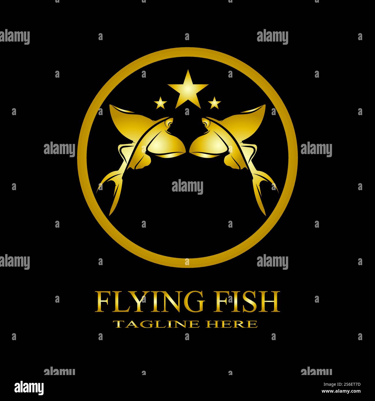 gold flying fish logo vector icon design template Stock Vector