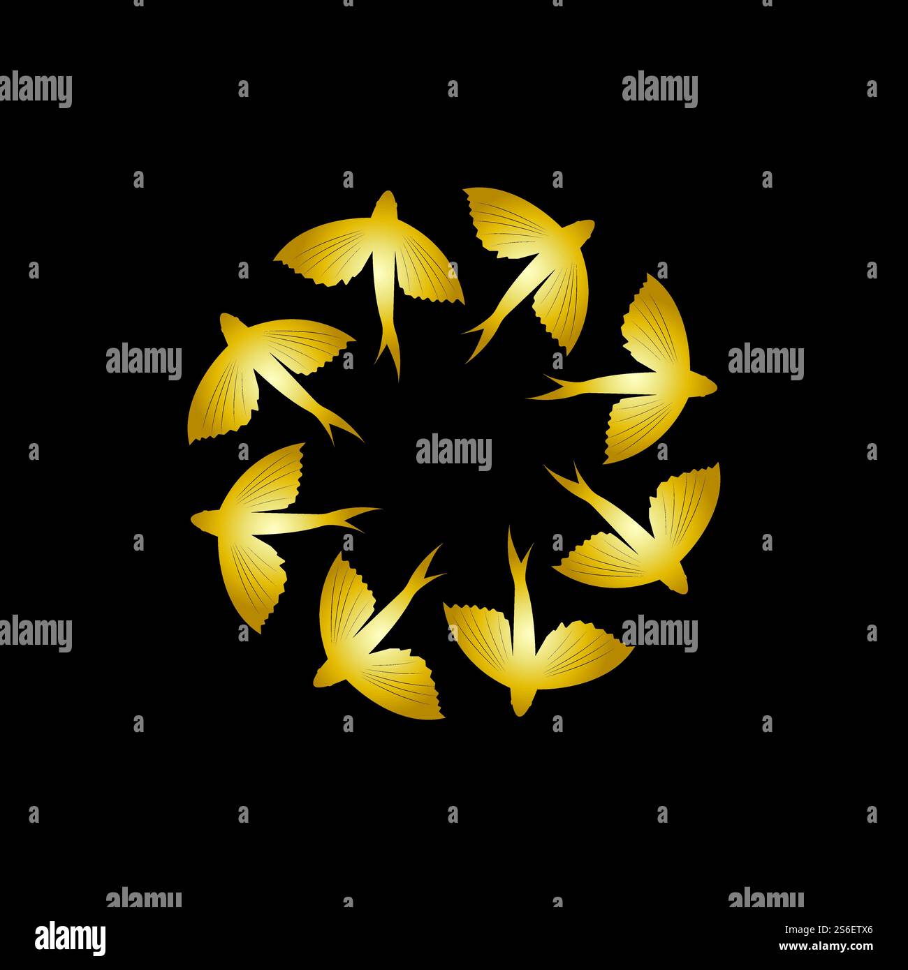 gold flying fish logo vector icon design template Stock Vector