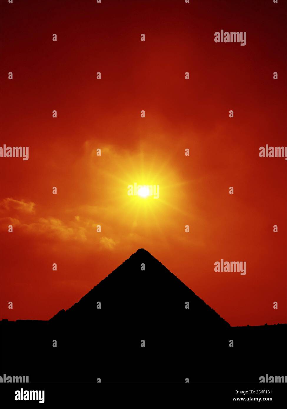 An image of a sunset sky at the pyramids of Giza Cairo Egypt Stock ...