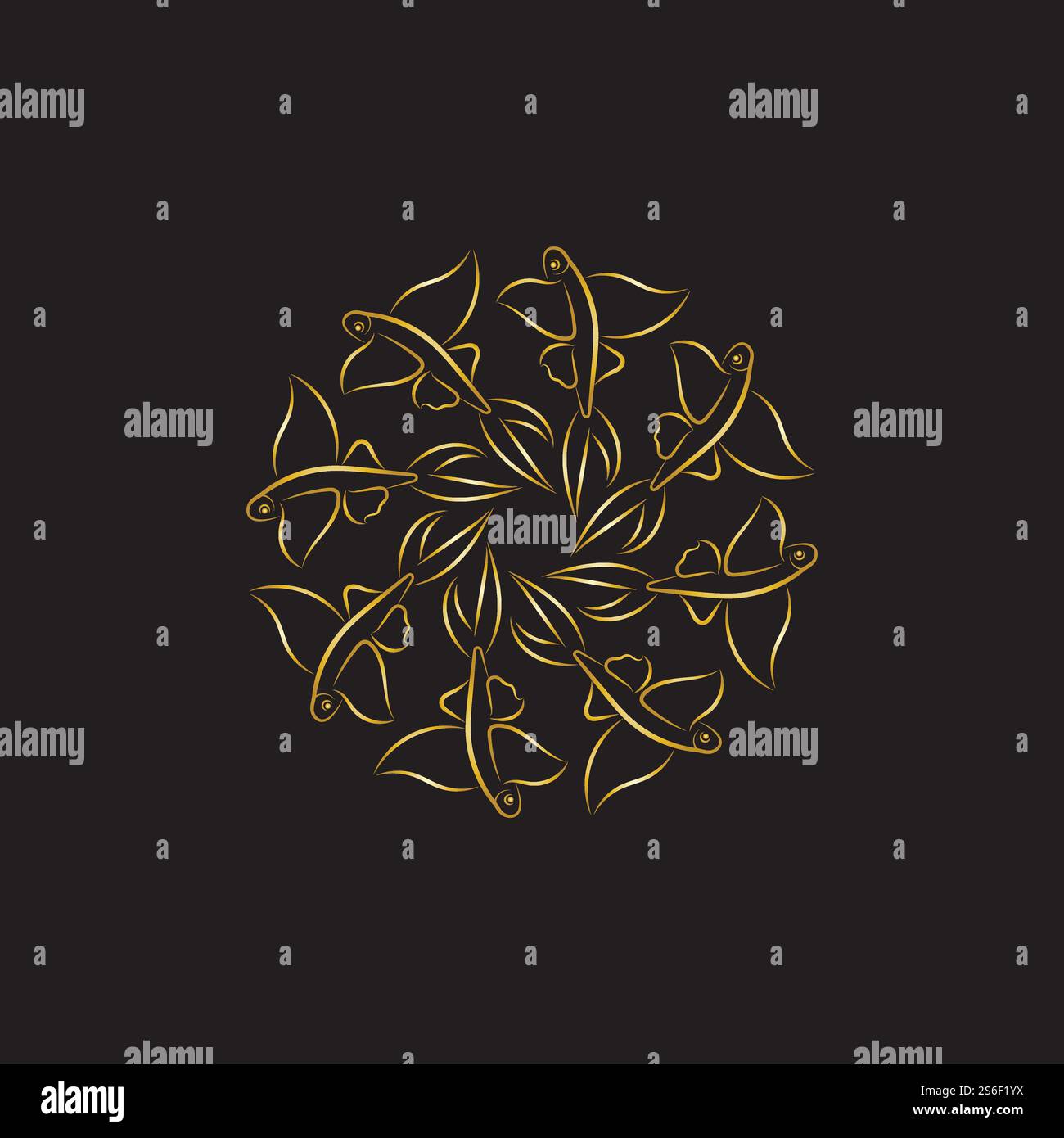 gold flying fish logo vector icon design template Stock Vector