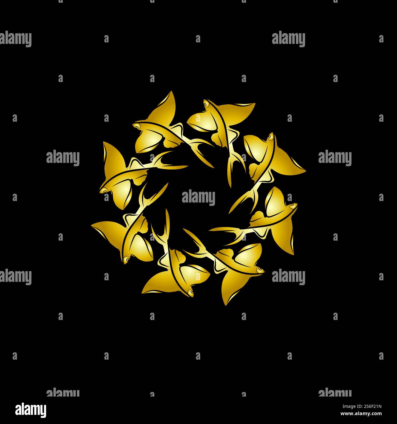 gold flying fish logo vector icon design template Stock Vector