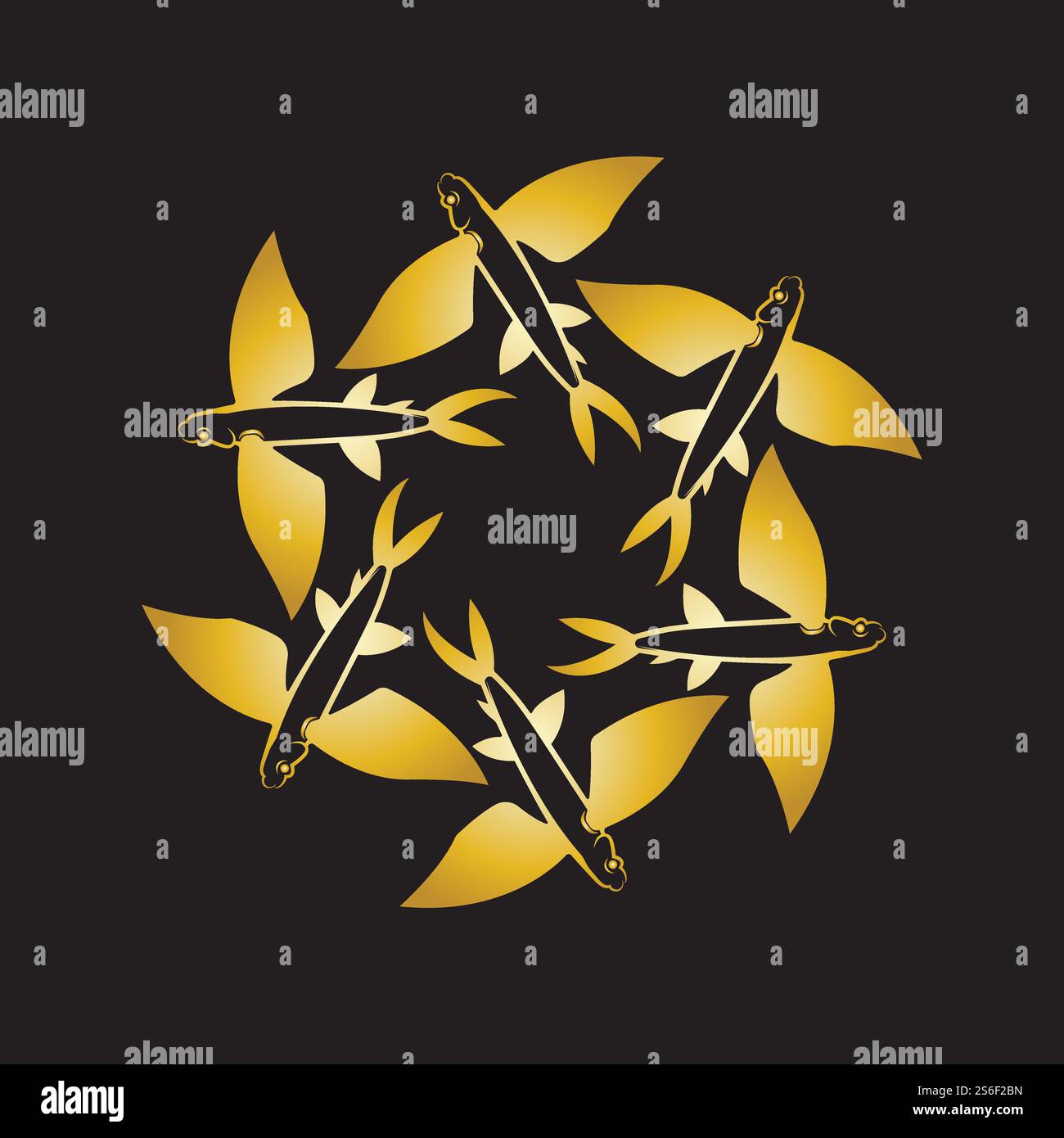 gold flying fish logo vector icon design template Stock Vector