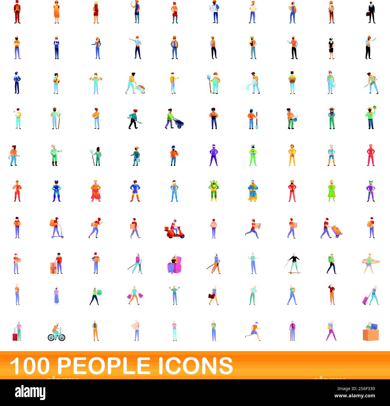 100 people icons set. Cartoon illustration of 100 people icons vector ...