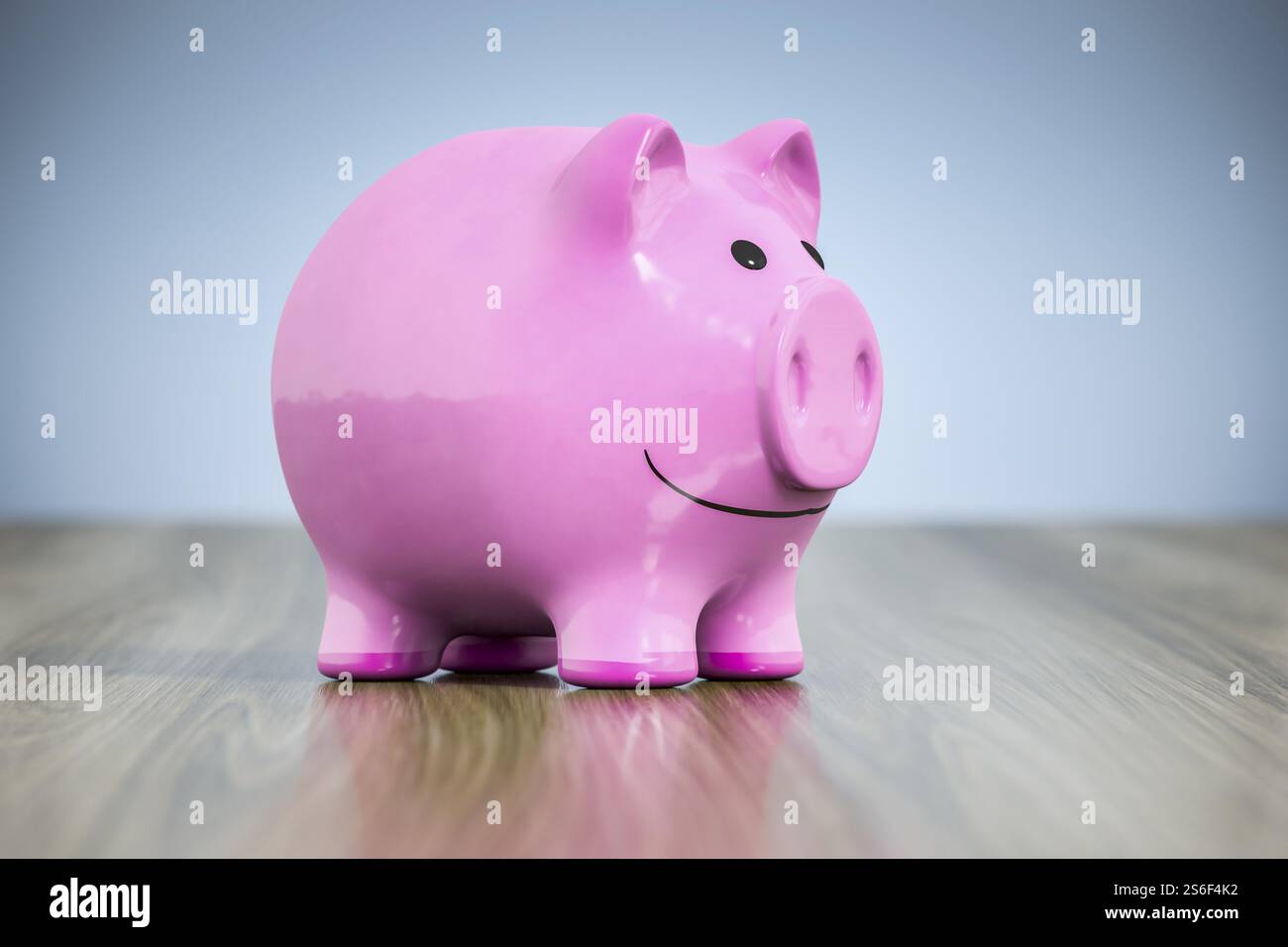 3d rendering of a typical pink piggy bank with a smile Stock Photo - Alamy