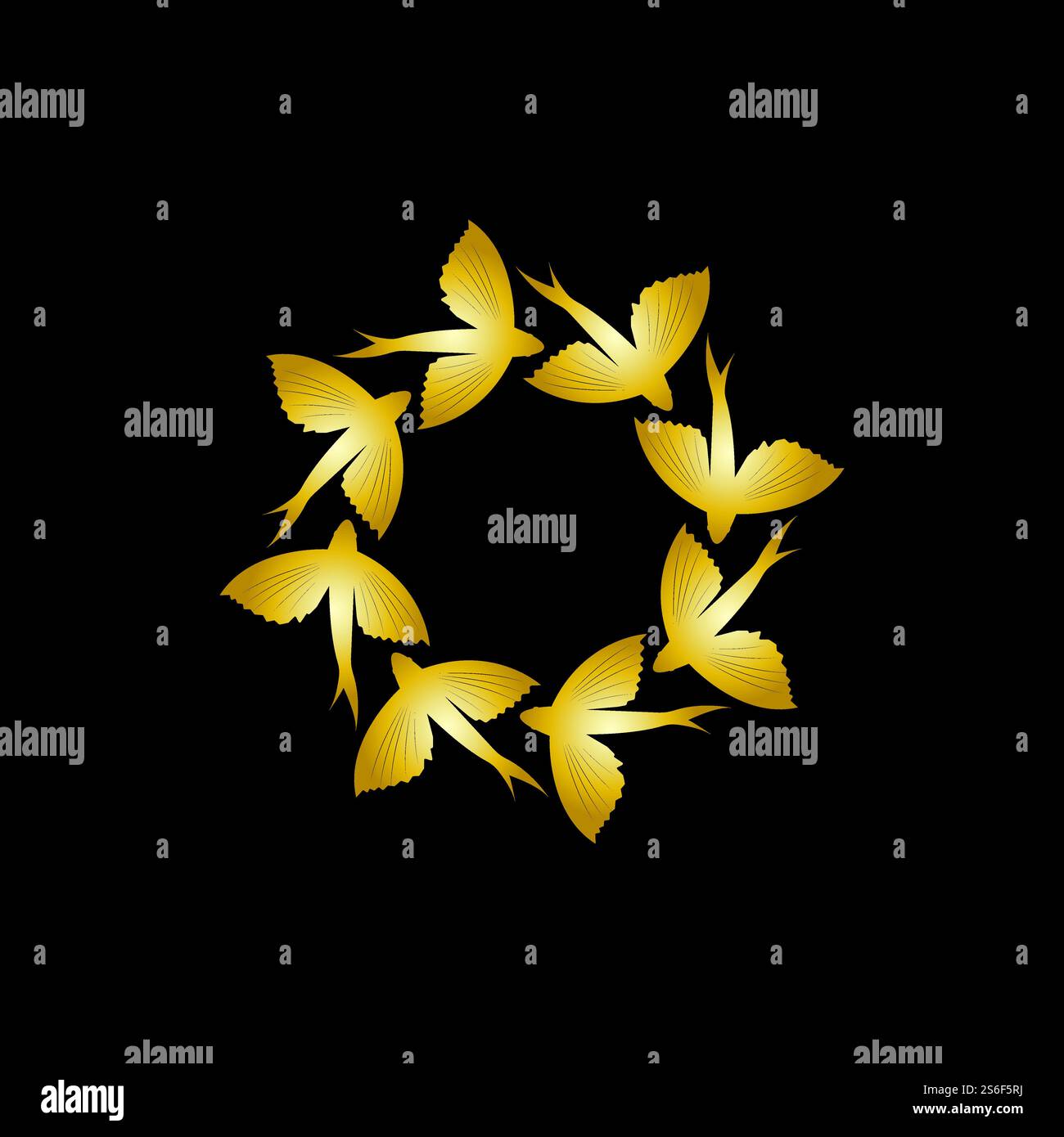 gold flying fish logo vector icon design template Stock Vector