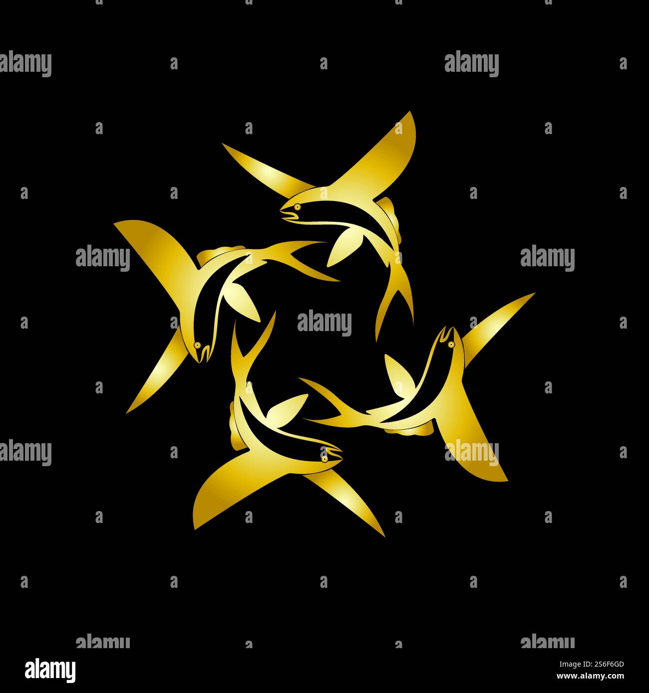 gold flying fish logo vector icon design template Stock Vector