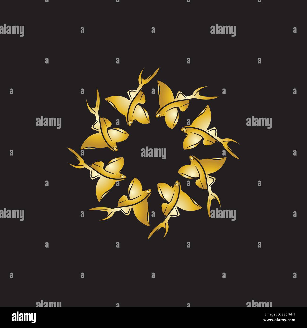 gold flying fish logo vector icon design template Stock Vector