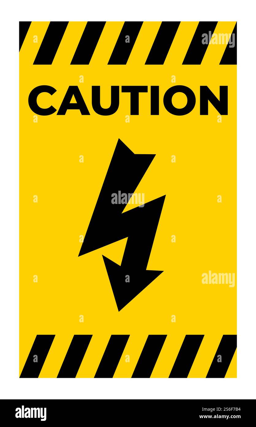 Caution High Voltage Symbol Sign Isolate On White Background Stock Vector
